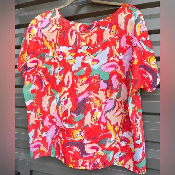 Sheer Perfection! SHALOM (VGUC, No Size) Diaphanous, Colorful "Cover-Up” - Picture 2 of 6